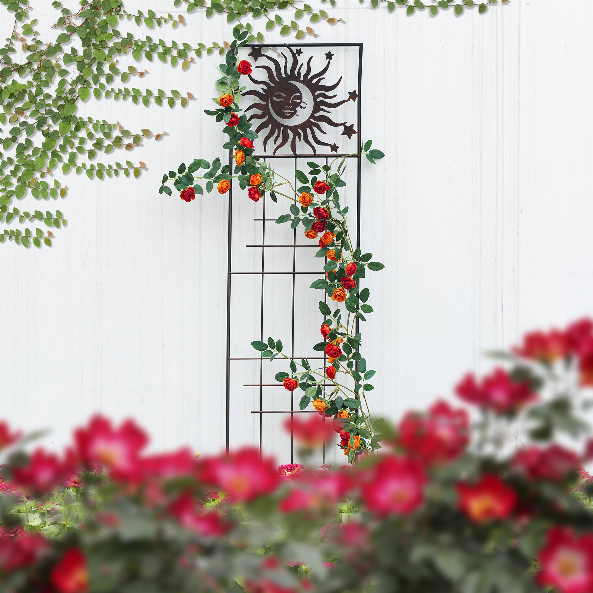 Glitzhome® 48" Painted Metal Sun Garden Trellis Stakes